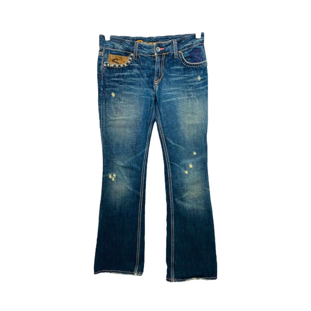 Sacred Women’s Jean’s Blue Denim Bootcut Distressed Size 8 X 33